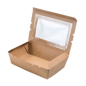KRAFT LUNCH BOX WITH WINDOW  6.75" X 4.75" X 1.75" BIODEGRADABLE