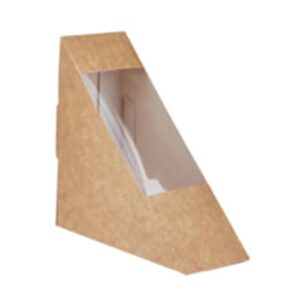 KRAFT SANDWICH WEDGE BOX WITH WINDOW, 7" X 2.75" X 5",  BIODEGRADABLE