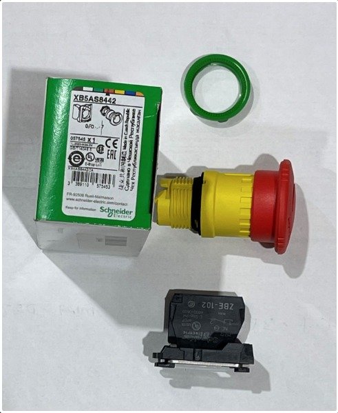 PUSH BUTTON, EMERGENCY STOP, RED, 1NC, 240V, 3A