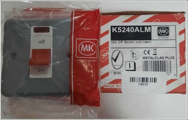 SWITCH, DOUBLE POLE, METAL CLAD, 1 GANG