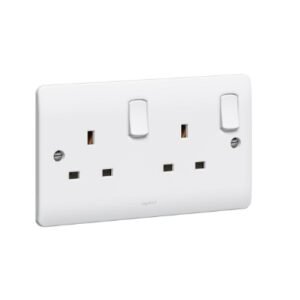 SOCKET OUTLET, PLUG-IN, SWITCHED, WHITE, 2 GANG, 230V, 13A