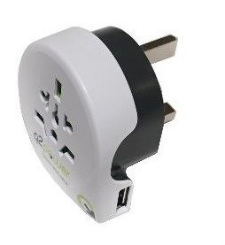 ADAPTER, ELECTRICAL PLUG, WORLD TO UK USB, 100-250V