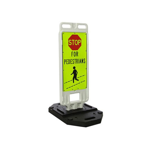 SIGN, SAFETY, STOP FOR PEDESTRIANS, ALUMINUM, 14 X 40 INCHES, Manufacturer: TRAFFIX DEVICES INC ; MANUFACTURER: ,.,