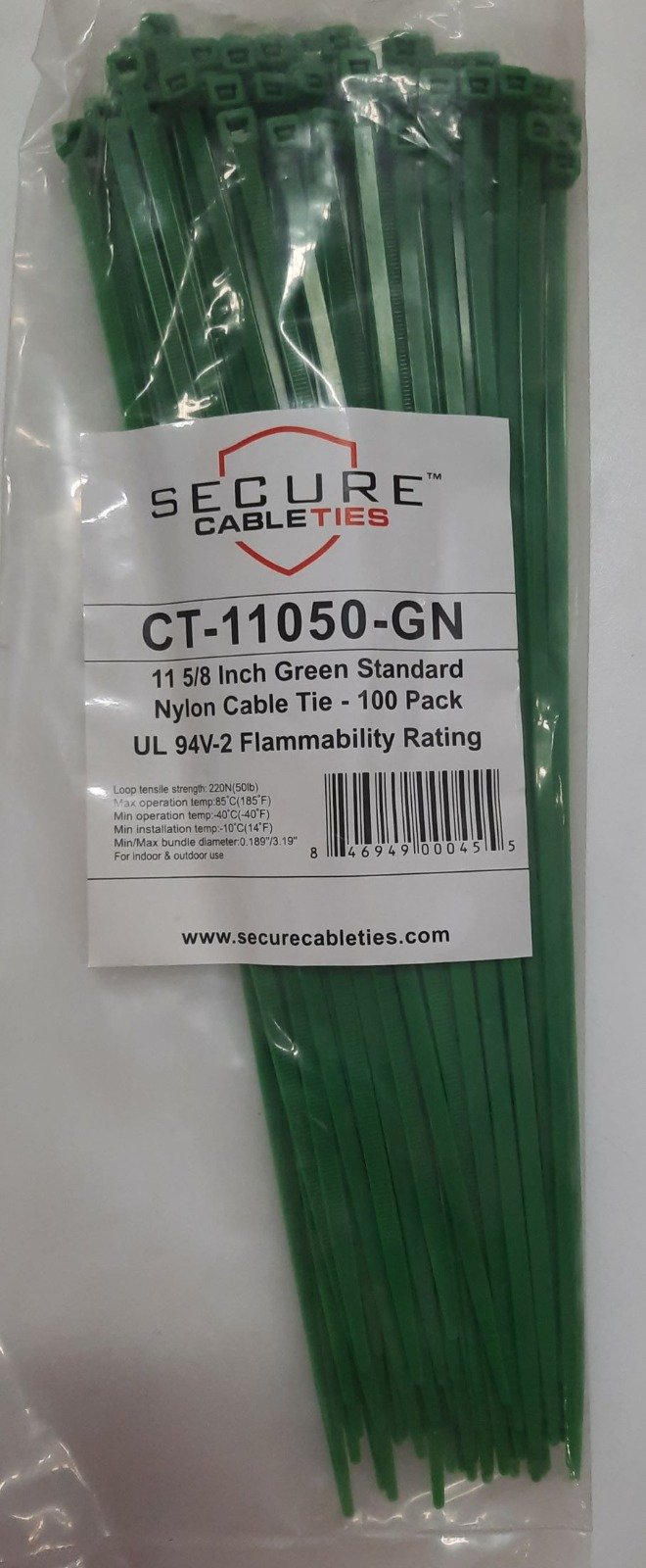 STRAP, TIE DOWN, ELECTRICAL COMPONENT (CABLE TIE), NYLON 6/6, GREEN