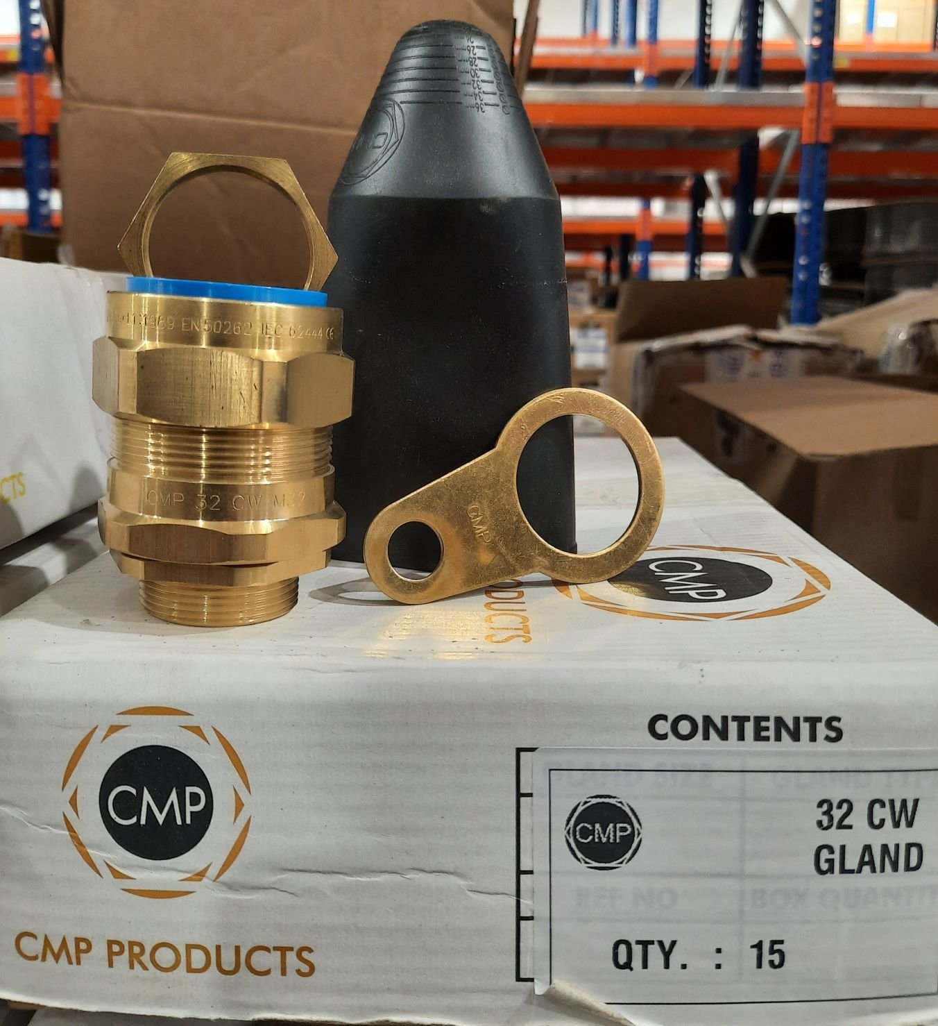 GLAND, ELECTRICAL CONDUIT, BRASS, CW, w/ EARTH TAG