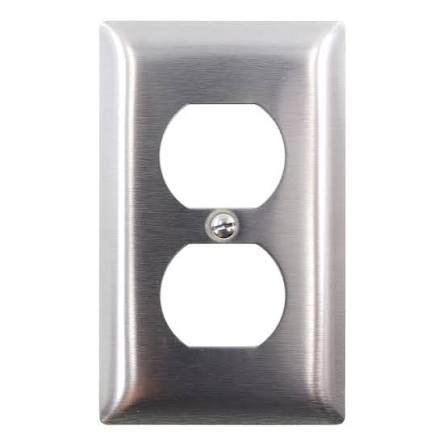 PLATE, WALL, ELECTRICAL, DUPLEX, 1 GANG, STAINLESS STEEL, 0.032 -0.035 INCH