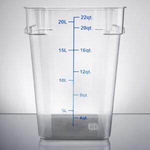FOOD CONTAINER, STORAGE, w/BLUE GRADATION, POLYCARBONATE, CLEAR, 22 QT,