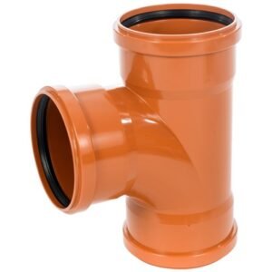 TEE, DRAINAGE PIPE, TRIPLE SOCKET, 90, PVC, SCH-40, ORANGE, 160 MM, MANUFACTURER: DRAINSTORE,
