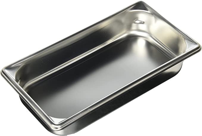 PAN, STEAM TABLE, STAINLESS STEEL, 1/3 SIZE, 2-1/2 X 12-3/4 X 7 INCHES,