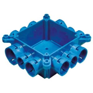 CONNECTOR, RACEWAY, MUD BOX BASE, BLUE, 4 X 4 INCHES