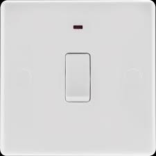 SWITCH, DOUBLE POLE, PVC, WHITE, 1 GANG, 250V,
