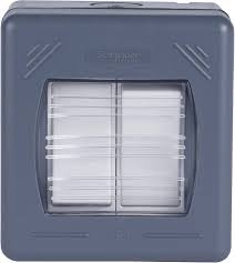 SWITCH, WEATHERPROOF, THERMOPLASTIC, GRAY, 2-WAY, 2 GANG, 10A