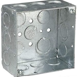 JUNCTION BOX, w/ KNOCKOUT, GALVANIZED STEEL, SQUARE, 4 INCHES