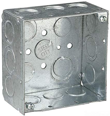 JUNCTION BOX, w/ KNOCKOUT, GALVANIZED STEEL, SQUARE, 4 INCHES