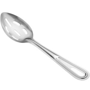SPOON, FOOD SERVICE, BASTING, SLOTTED, STAINLESS STEEL, SILVER,