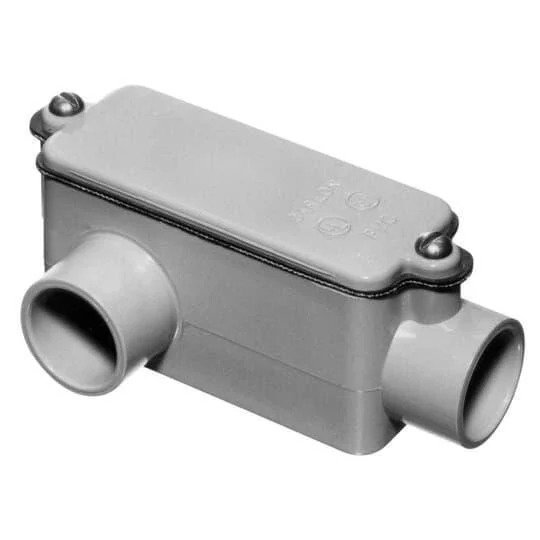 CONDUIT OUTLET, TYPE LR, PVC, GRAY