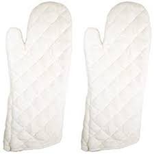 GLOVE, HEAT PROTECTIVE (OVEN MITTS), TERRY CLOTH, WHITE, 17 INCHES, MANUFACTURER: SAN JAMAR, MODEL: 817TM, PACKAGE INCLUDES: 2 PIECES ; MANUFACTURER: SAN JAMAR,