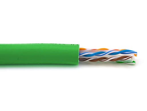 CABLE, CAT6, PULL BOX, PVC, GREEN, 23 AWG, 550-MHZ,