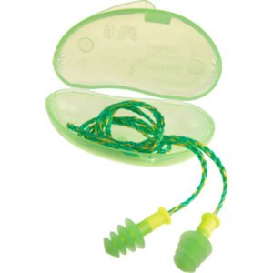 PLUG, EAR, CORDED, BRIGHT GREEN