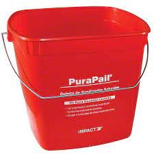 PAIL, SANITIZING, SQUARE, PLASTIC, RED,