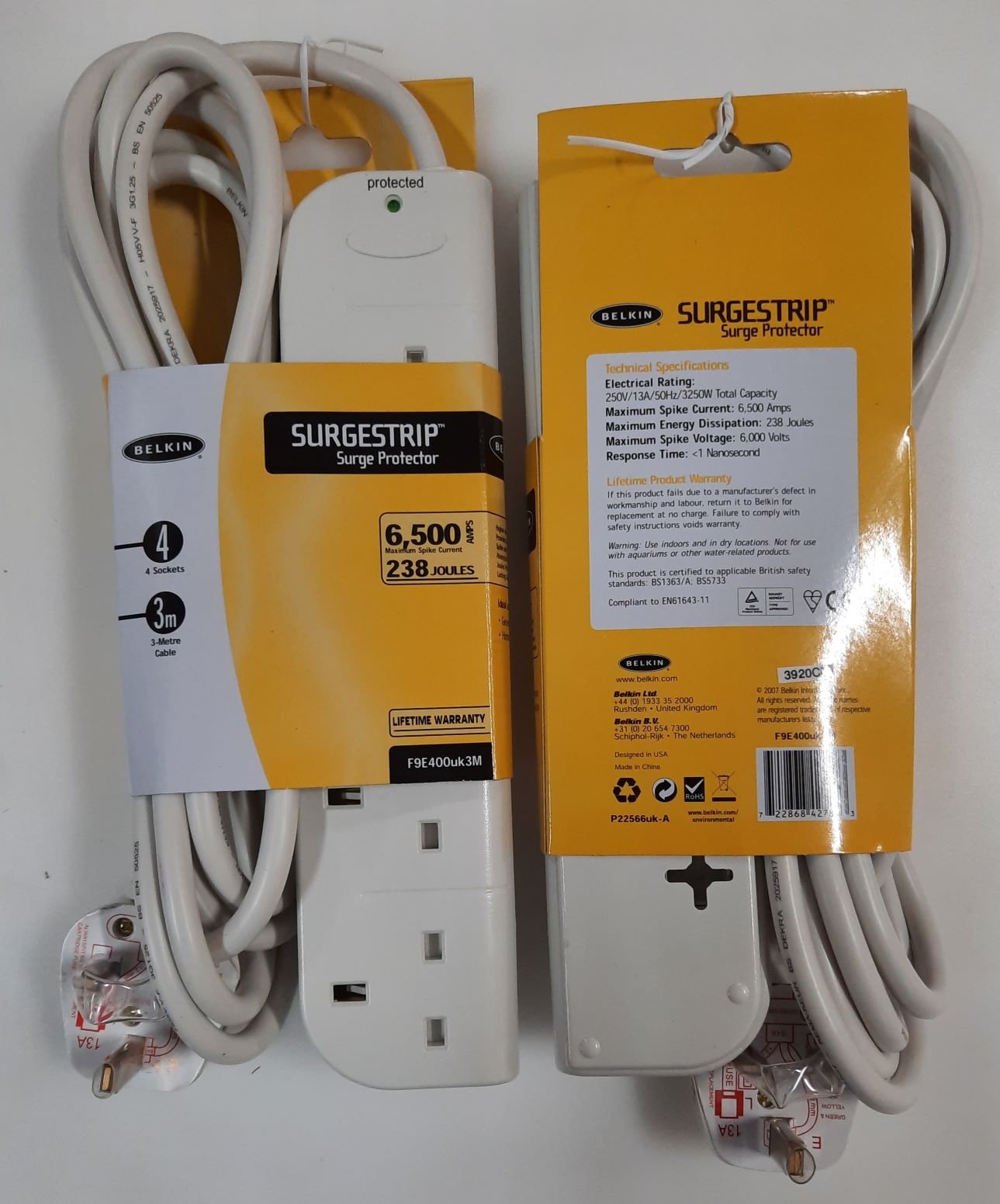 POWER STRIP, ELECTRICAL OUTLET, 4 WAY, 3 METER
