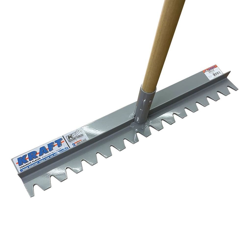RAKE, ASPHALT (CONCRETE), w/HANDLE, MAGNESIUM, 24 X 4 INCHES, MFR. KRAFT TOOL