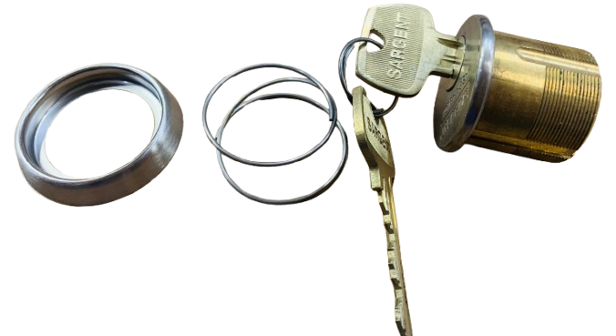MORTISE LOCK CYLINDER SARGENT BRAND MADE IN ITALY 97X15 BRASS ROUND SHAPE SEQ# 02D 679 (32D) ;
