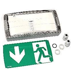 FIXTURE, LIGHTING, LED, SAFETY AND EXIT SIGN, SINGLE SIDED, GREEN, 230V AC,