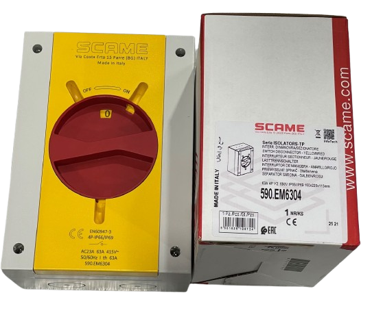 SWITCH, DISCONNECT (ISOLATOR), 4 POLES, 690V, 63A, MANUFACTURER: SCAME PARRE S.P.A,