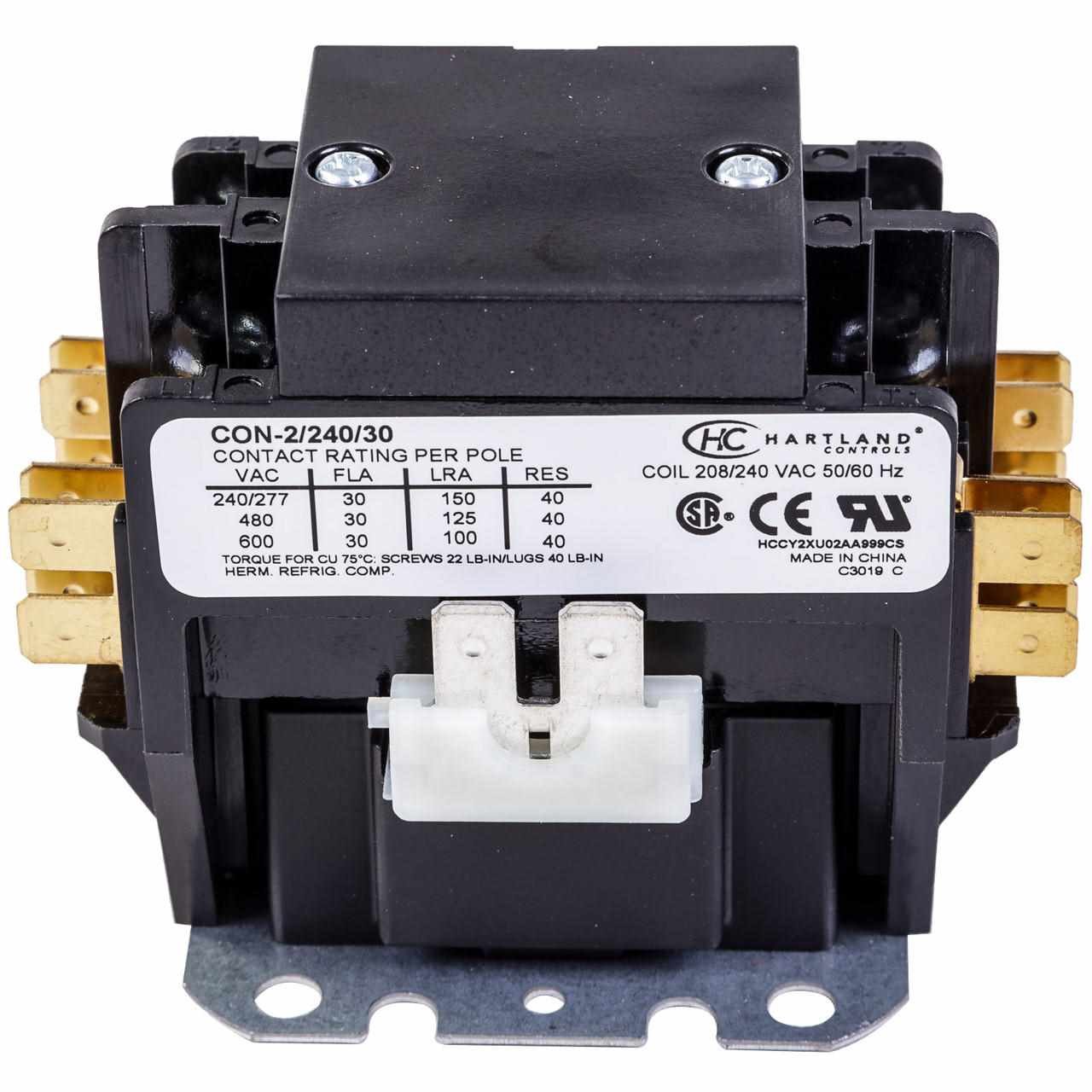 CONTACTOR, 2 POLE, 30 AMPS,