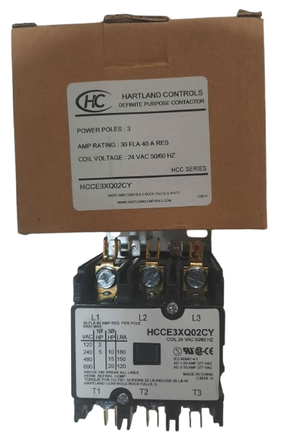 CONTACTOR, 3 POLE, 24V, 40A