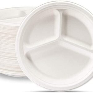 PLATE, PAPER, ROUND, WHITE, 3 COMPARTMENT, 10.25 INCHES,