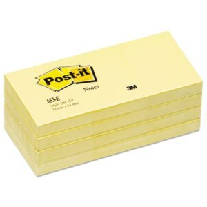 PAD, WRITING PAPER, STICKY, YELLOW, 1 ? X 2 INCHES