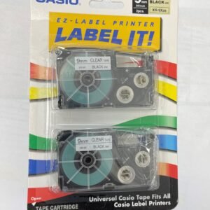 LABEL TAPE, PRESSURE SENSITIVE ADHESIVE, BLACK ON CLEAR