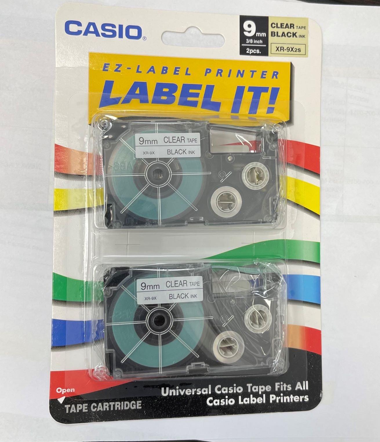 LABEL TAPE, PRESSURE SENSITIVE ADHESIVE, BLACK ON CLEAR