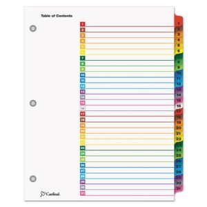 INDEX SHEET SET, LOOSE-LEAF BINDER, 31 MULTI-COLOR TAB, 8.5 X 11 INCHES
