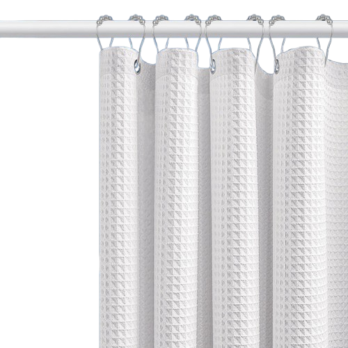 CURTAIN, SHOWER, POLYESTER, w/METAL RING HOLE, WHITE