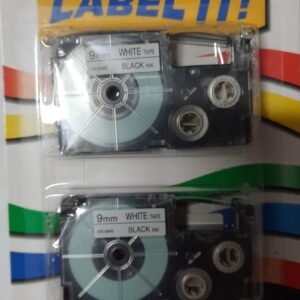 TAPE, LABELING, CASIO, XR-9WE1, BLACK ON WHITE, 9MM LABELING TAPE