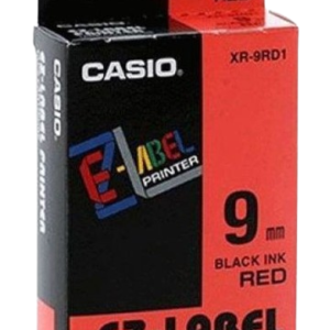 TAPE, LABELING, CASIO, XR-9RD1, BLACK ON RED