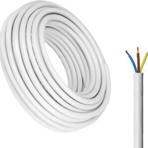 CABLE, POWER, ELECTRICAL, WHITE, 3 CORE, 6MM ,