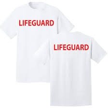 T-SHIRT, ROUND NECK, SHORT SLEEVE, LIFE GUARD, WHITE,