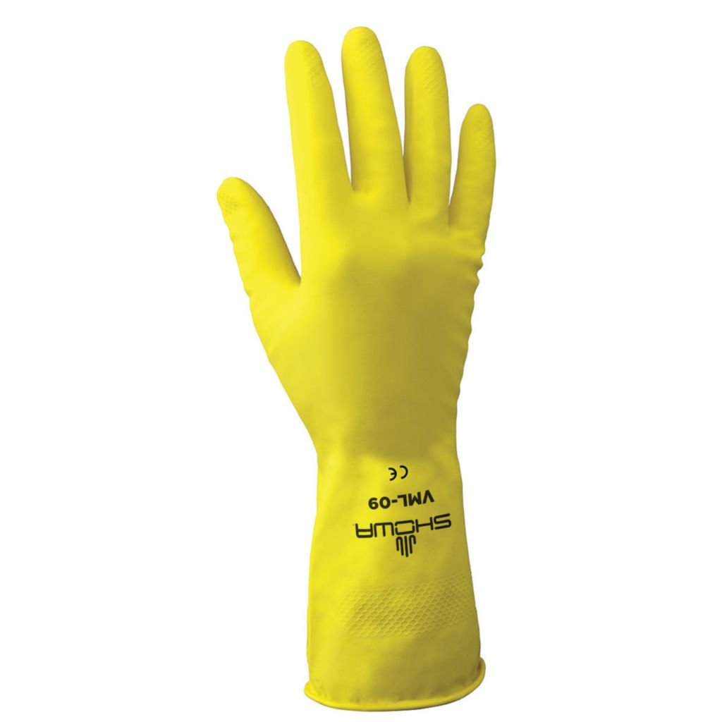 GLOVES, LATEX, 18 MIL, YELLOW, SIZE 9