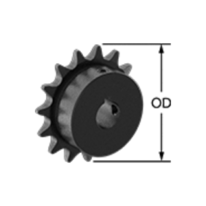 SPROCKET WHEEL, ROLLER CHAIN, 18-TEETH, 3/4 PITCH, 1-1/4 X 3-1/2 INCHES,