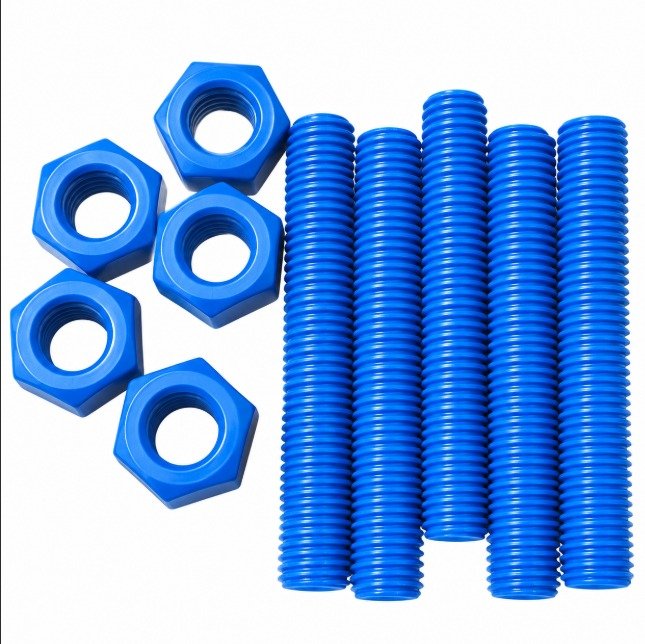 STUD, PLAIN, (STUDBOLT), w/NUTS, PTFE BLUE, 3/4 INCH X 120 MM ; MANUFACTURER: BREMICK,