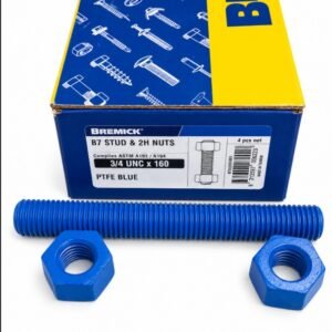 STUD, PLAIN, (STUDBOLT), w/NUTS, PTFE BLUE,