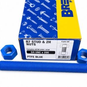 STUD, PLAIN, (STUDBOLT), w/NUTS, PTFE BLUE,