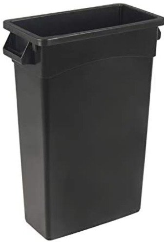 CAN, TRASH AND GARBAGE, SLIM, PLASTIC, BLACK