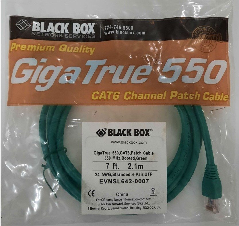 CABLE, CAT6, RJ-45, 550 MHZ, GREEN,