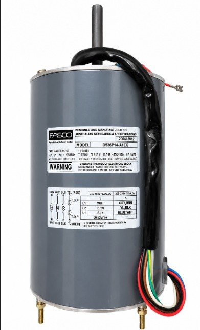 MOTOR, CONDENSER FAN, 1130/950 RPM, 3/4 HP, 50/60 HZ,