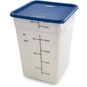 POLYETHYLENE SQUARE FOOD SQUARE CONTAINER 22 QT - WHITE, WITHOUT LID
